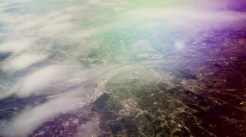 Cityscape Beyond the Clouds: Aerial Perspective Stockbeeldmateriaal 36266088