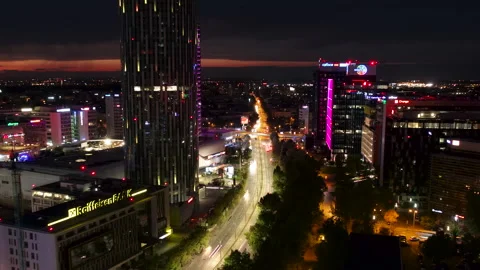 Cityscape Bucharest downtown at night, time-lapse, hyperlapse Stock Footage 216563910
