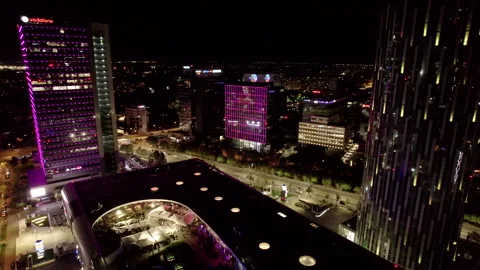 Cityscape Bucharest downtown at night, time-lapse, hyperlapse Video stock 216565247