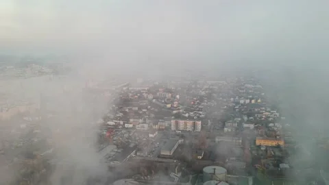 Cityscape of Bucharest, multiple buildings, roads, industrial facility on the Stock Footage 145170822