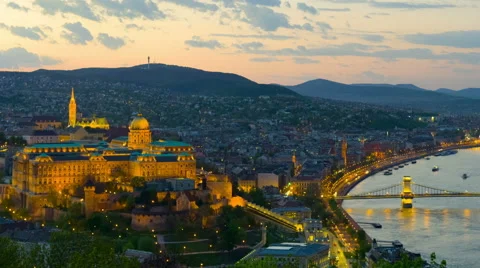 Cityscape of Budapest at sunset time Stock Footage 59917867