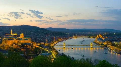 Cityscape of Budapest at sunset time Stock Footage 59918325