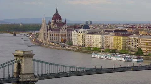 Cityscape of Budapest at sunset timelapse Stock Footage 56842379
