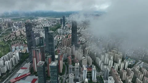 Cityscape Captured by Drone，After Rain Stock Footage 218563823