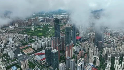 Cityscape Captured by Drone，After Rain Stock Footage 218563973