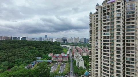 Cityscape Captured by Drone，After Rain Stock Footage 218564286