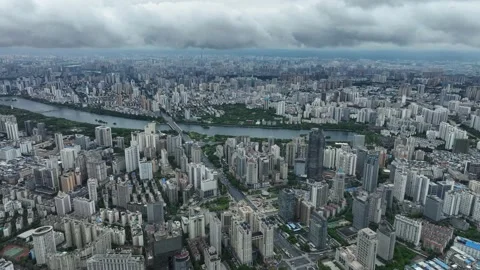 Cityscape Captured by Drone，After Rain Stock Footage 218564417