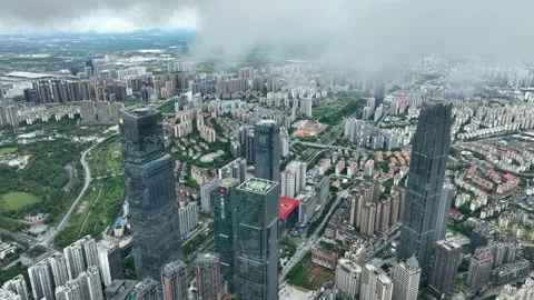 Cityscape Captured by Drone，After Rain Stock Footage 218565433
