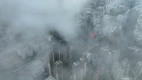 Cityscape Captured by Drone，After Rain Stock Footage 218565904