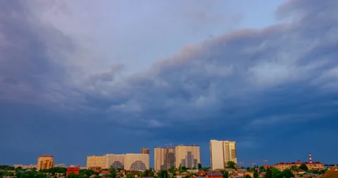 Cityscape with clouds time lapse transition from sunset to dusk Stock Footage 155798572