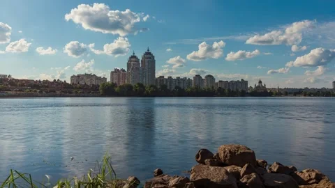 Cityscape on a cloudy day, timelapse Stock Footage 249105237