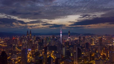 Cityscape at dawn from above Stock Footage 121863856