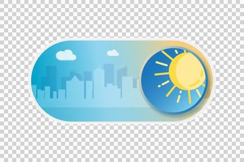 The cityscape daytime ON Toggle switch button icon on transparent background イラスト素材