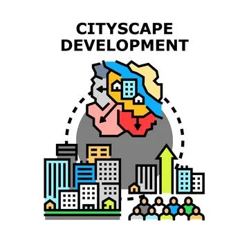 Cityscape development growth planning concept illustration Stock Illustration