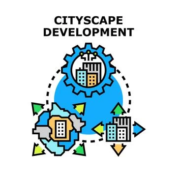 Cityscape development planning urban expansion project Stock Illustration