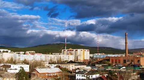 Cityscape with dramatic sky Timelapse 库存影片 10793270