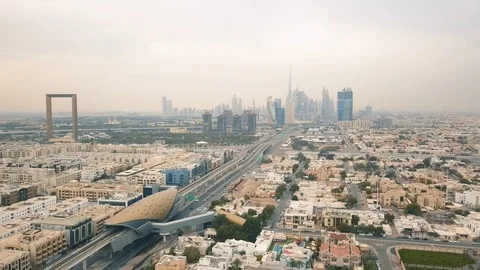 Cityscape of Dubai on cloudy day Stock Footage 105056932