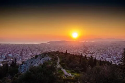 Cityscape during sunset Stock Photos