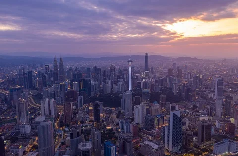 Cityscape at dusk Stock Footage 122093175