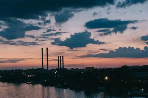 Cityscape at dusk Stock Photos