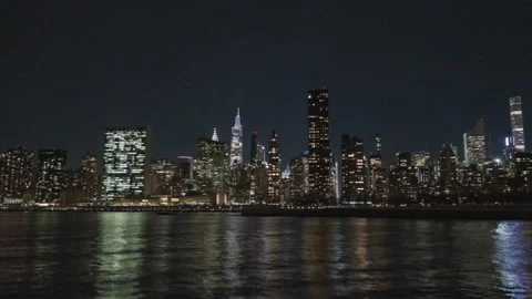 Cityscape East River Night Hyperlapse Stock Footage 233451664