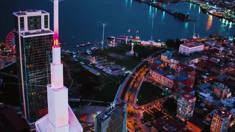 Cityscape with futuristic network connection and data communication. Stock Footage 237165775