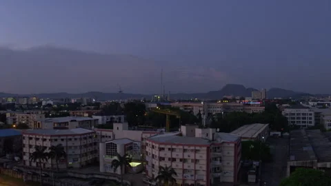 Cityscape Glows Rooftop View Elevated - Graded Video stock 322532359