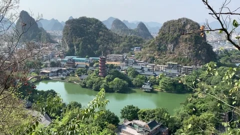 Cityscape at Guilin Video stock 341276553