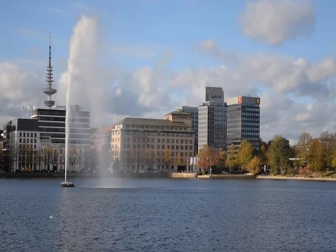 Cityscape of Hamburg, Germany Stockbeeldmateriaal 101586413