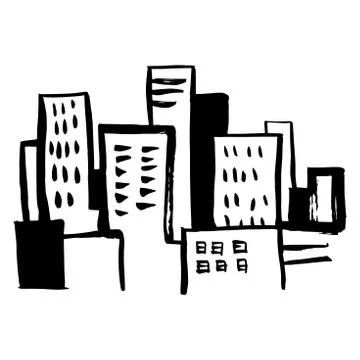 Cityscape hand drawn background Stock Illustration