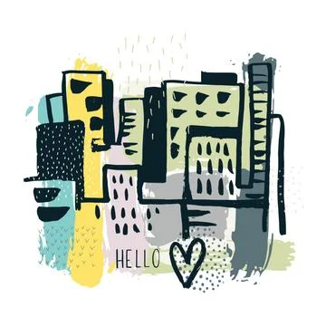 Cityscape hand drawn background. Stock Illustration