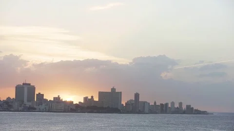 Cityscape of Havana at sunset Stock Footage 77454089