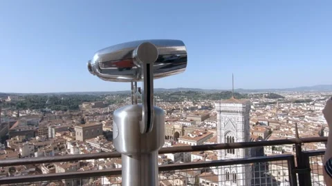 Cityscape - High Angled View down from Top of Florence Cathedral, Italy Stock Footage 141816872