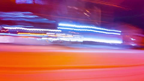 Cityscape hyperlapse road trip. Side view of the cars lights trails and bui.. Stock Footage 266609785