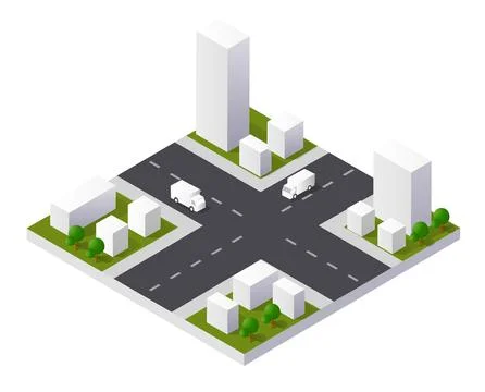 Cityscape icon design elements with isometric building Stock Illustration
