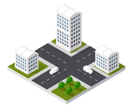 Cityscape icon design elements with isometric building Illustrazione stock