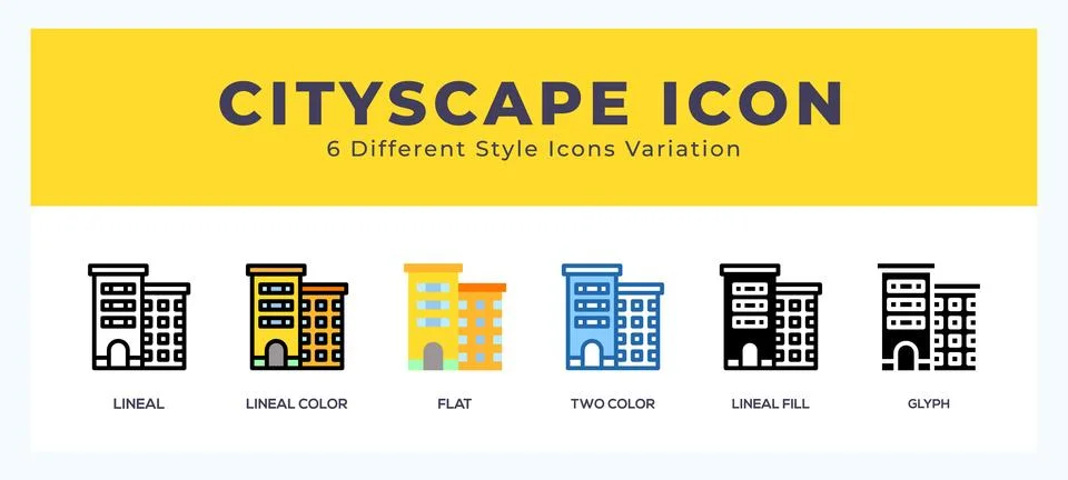 Cityscape icon set. Design elements for logo Illustrazione stock