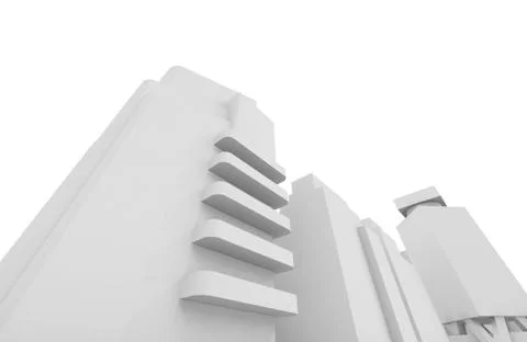 Cityscape isolated over white background, 3d Stock Illustration