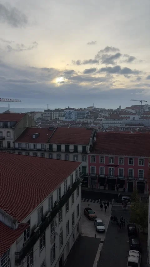 Cityscape of Lisbon. Panoramic view. Vertical video Stock Footage 241023811