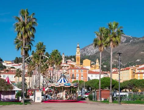 Cityscape of Menton Stock Photos