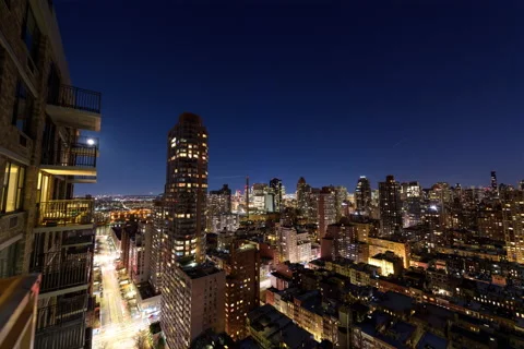 Cityscape Moon Tracking (1 of 2) Stock Footage 145626670