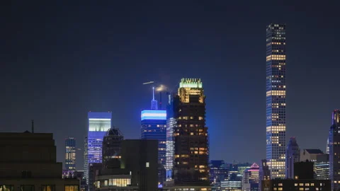 Cityscape Moonset Timelapse Panning Stock Footage 253717304