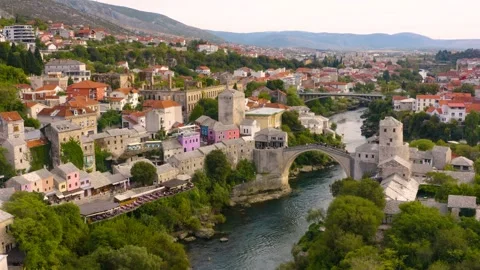 Cityscape of Mostar Stock Footage 256197207