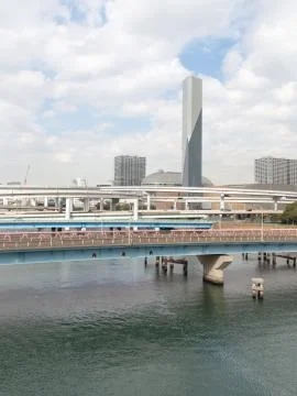 Cityscape with multilevel bridge Stock Photos