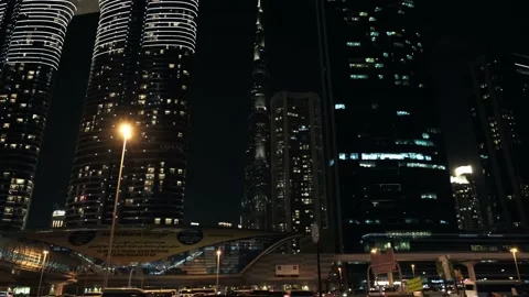 Cityscape at night in Dubai. Stock Footage 233786194