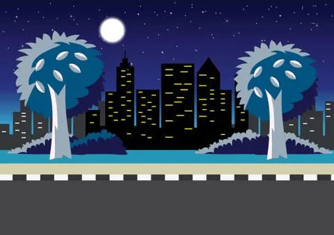 Cityscape at night Stock Illustration