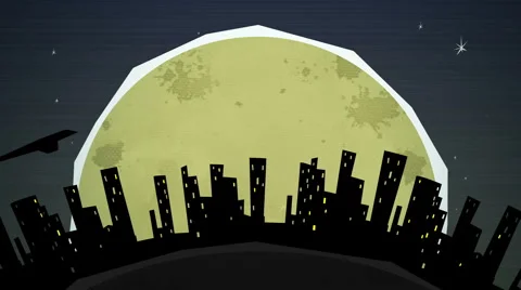 Cityscape At Night Loop paper cutout animation Stock Footage 6276401
