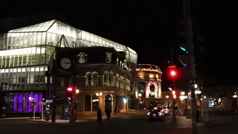 A cityscape at night in Quebec city Stock Footage 294640917