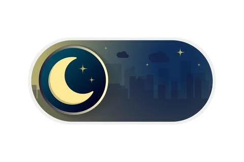 CItyscape nighttime OFF Toggle switch button icon on white background Illustrazione stock
