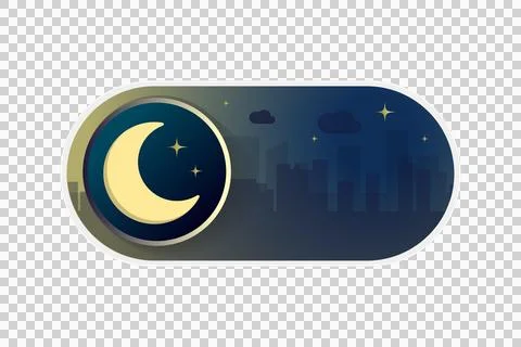 Cityscape nighttime OFF Toggle switch button icon on transparent background Stock Illustration